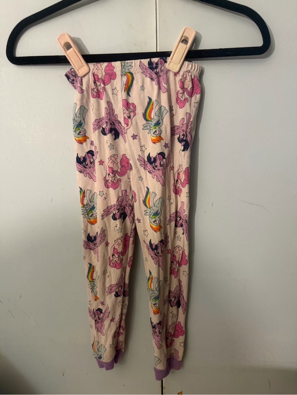 My Little Pony 5T Pink Pajama Bottoms with Rainbow & Purple Details